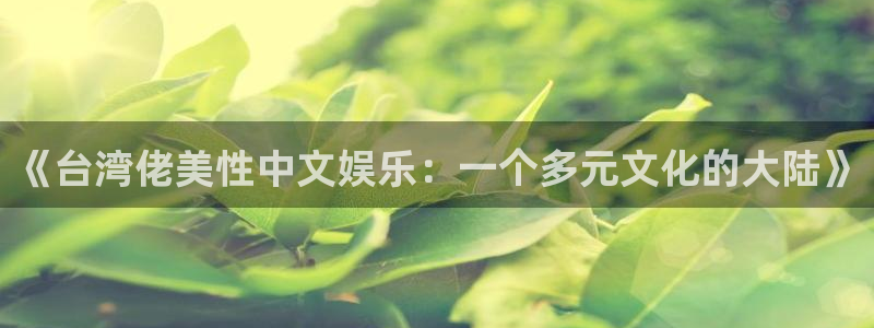 众腾娱乐：《台湾佬美性中文娱乐：一个多元文化的大陆》